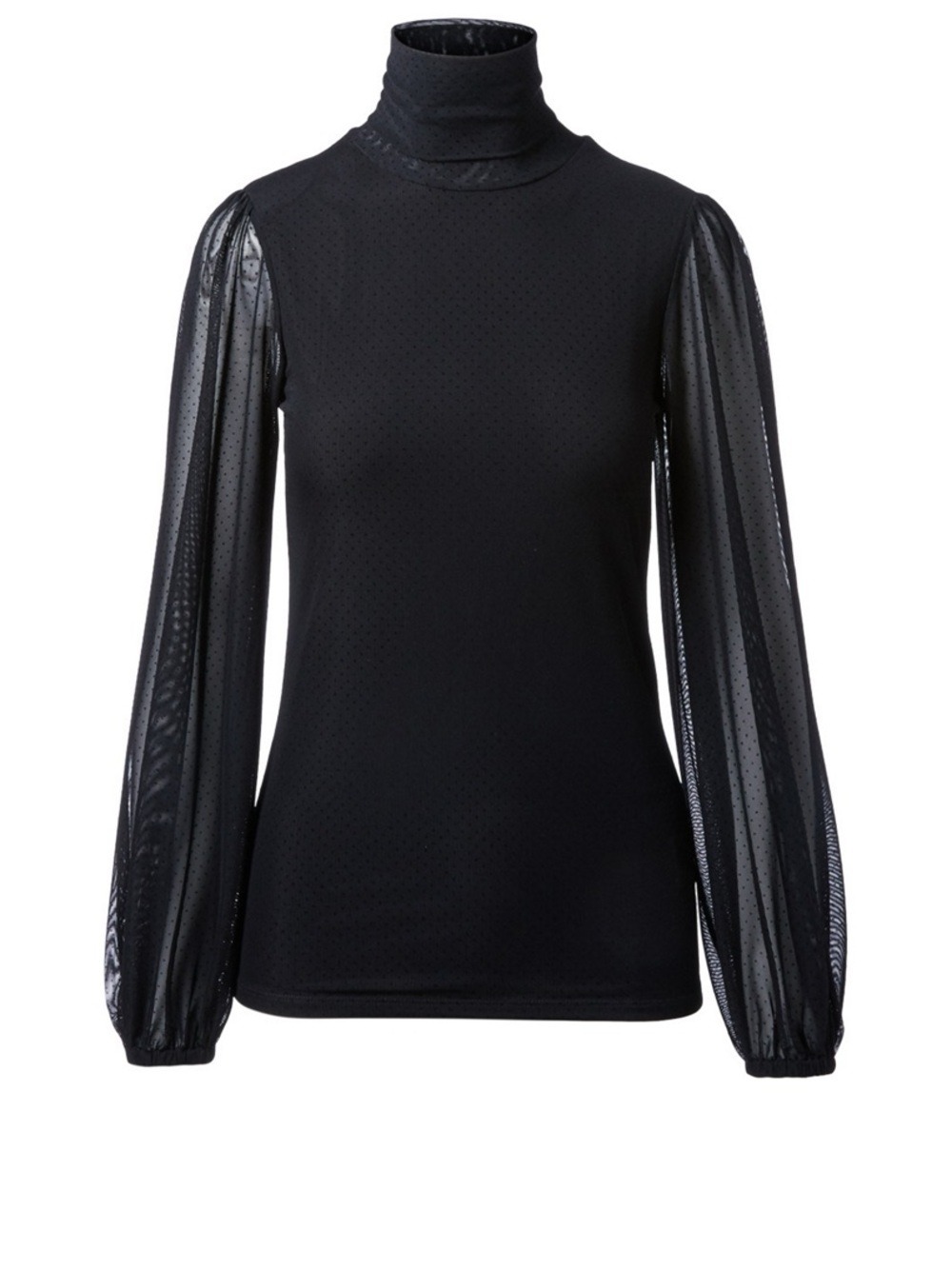 Ganni Addison Turtleneck Mesh Top Black Size EU 42 US 10-12 - Picture 2 of 14